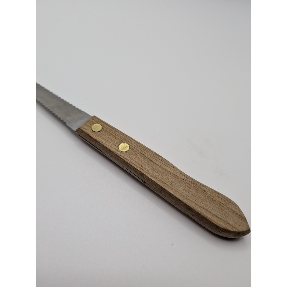 Vintage Ekco Stainless Grapefruit Knife Wood Handle USA Curved Serrated - 7 1/4" - Picture 5 of 7